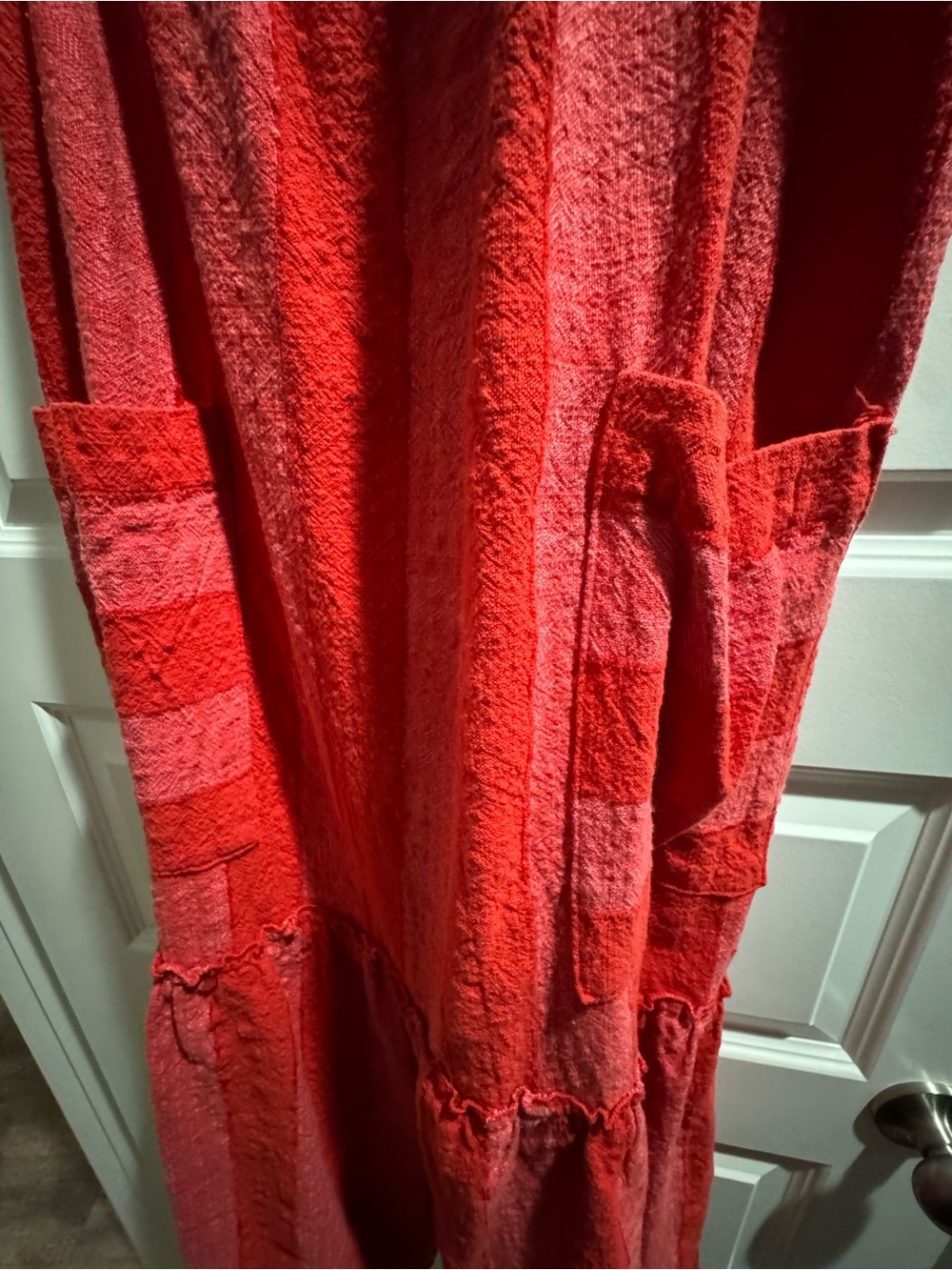 Anthropologie Maeve Red and Pink Striped Square-Neck Midi Dress in M - Picture 5 of 8